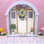 Dolls House Wreath Yellow Roses with Bows 1:12th Scale Miniature Door Decoration