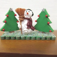 Dolls House Christmas Ornament Miniature Xmas Trees and Snowman Scene 1:12th Scale Decoration