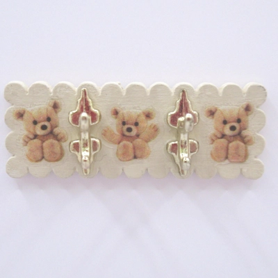 Dolls House Coat Hooks Teddy Bears Miniature Nursery Clothes Towel Wall Rail 1:12 Scale