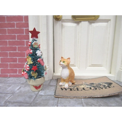 Dolls House Christmas Tree in a Cream Pot Candy Cane Decorated Miniature 1:12 Scale Xmas Decoration