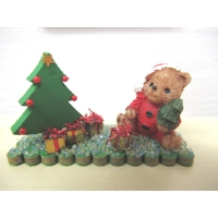 Dolls House Christmas Teddy Bear and Xmas Tree Miniature Ornament 1:12th Scale