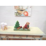 Dolls House Christmas Teddy Bear and Xmas Tree Miniature Ornament 1:12th Scale