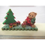 Dolls House Christmas Teddy Bear and Xmas Tree Miniature Ornament 1:12th Scale
