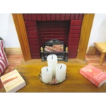 Dolls House Candles on a Brass Coloured Decorated Oval Tray 1:12 Scale Miniature Accessories