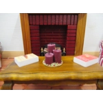 Dolls House Candles on a Gold Coloured Tray Miniature Accessory 1:12 Scale