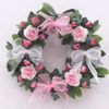 Dolls House Wreath Pink & White Flowers and Bows 1:12th Scale Miniature Door Decoration