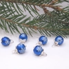 Dolls House Christmas Tree Decorations 6 Hand Decorated Blue Silver Miniature Baubles  1:12 Scale