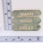 Dolls House Bathroom Wall Decor Sign Wash Soak Relax Blue Vintage Style Wood 1:12th Scale Miniature