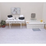 Dolls House Towels 4 Black and White with Miniature Bath Salts, Tissue Box, Soap & Dish 1:12th Scale