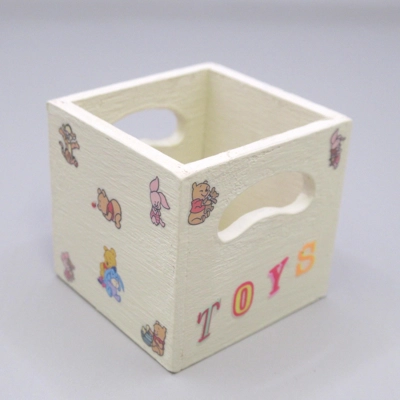 Dolls House Toy Box Crate Winnie the Pooh Theme Miniature Nursery Playroom Accessory 1:12 Scale