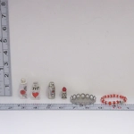 Dolls House Perfume Bottles Tray & Necklace Red Silver 1:12th Scale Dressing Table Miniatures