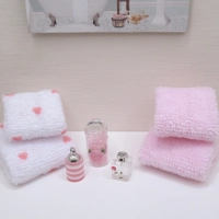 Dolls House Towels 4 Pink & White with Miniature Bath Salts and Ornament Jars 1:12th Scale Bathroom