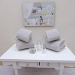 Dolls House Towels Grey with Matching Bath Salts and Ornament Jars 1:12th Scale Bathroom Miniatures