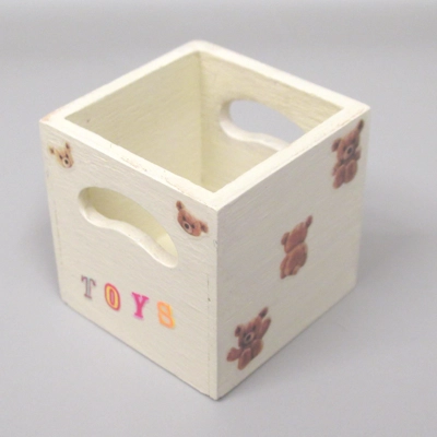 Dolls House Toy Box Crate Teddy Bear Theme Miniature Nursery Playroom Accessory 1:12 Scale