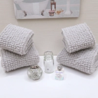 Dolls House Towels Grey with Matching Bath Salts and Ornament Jars 1:12th Scale Bathroom Miniatures