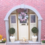 Dolls House Wreath Pink & White Flowers and Bows 1:12th Scale Miniature Door Decoration