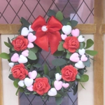 Dolls House Wreath Hearts and Roses Miniature Door Decoration 1:12th Scale