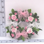 Dolls House Wreath Pink & White Flowers and Bows 1:12th Scale Miniature Door Decoration
