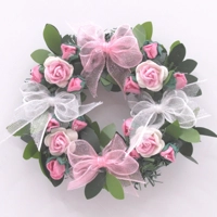 Dolls House Wreath Pink & White Flowers and Bows 1:12th Sc..