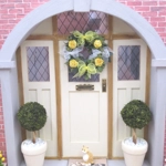 Dolls House Wreath Yellow Roses with Bows 1:12th Scale Miniature Door Decoration