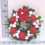 Dolls House Wreath Hearts and Roses Miniature Door Decoration 1:12th Scale
