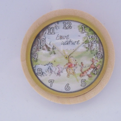 Dolls House Nursery Clock Winnie the Pooh Love Nature Miniature Wall Decor 1:12th Scale