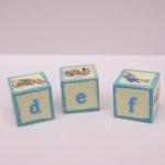 Dolls House Toy Letter Blocks Peter Rabbit Set of 3 Cream Blue Nursery Playroom 1:12 Scale