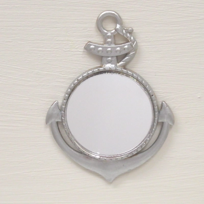 Dolls House Mirror Anchor Shape Nautical Beach Theme Frame Painted Silver Miniature 1:12th Scale