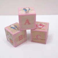 Dolls House Toy Letter Blocks Peter Rabbit Nursery Miniature Set of 3 Pink 1:12 Scale