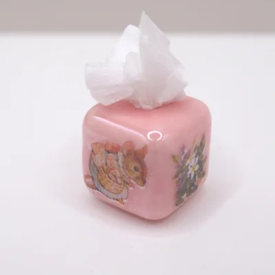 Dolls House Tissue Box Peter Rabbit Pink Nursery Miniature Accessory 1:12 Scale