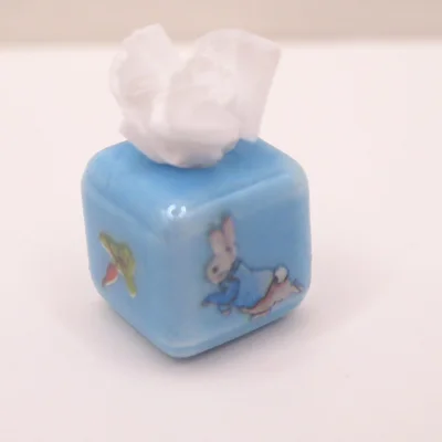 Miniature Tissue Box Peter Rabbit Blue Dolls House Nursery Children's Bedroom Accessory 1:12 Scale