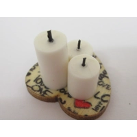 Miniature Candles on a Love Heart Dolls House Decor Accessory 1:12 Scale