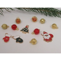 Dolls House Christmas Tree Decorations 12 Red & Gold Baubl..