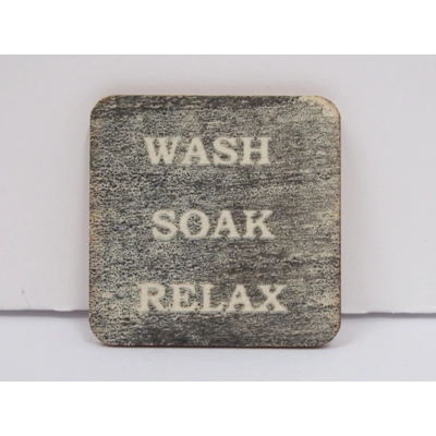 Dolls House Bathroom Black Sign Wash Soak Relax 1:12th Scale Wall Decor