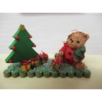 Dolls House Christmas Teddy Bear and Xmas Tree Miniature Ornament 1:12th Scale