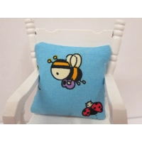 Dolls House Nursery Cushion Bees One Throw Pillow Handmade Miniature Accessory 1:12 Scale