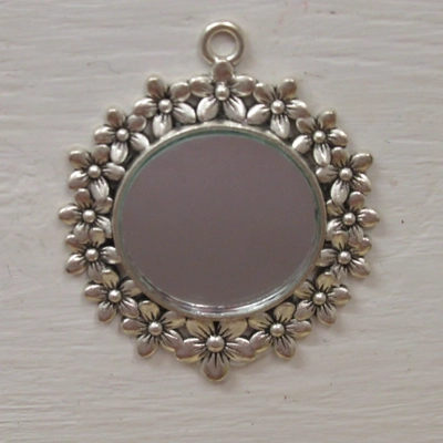 Dolls House Mirror Silver Colour Daisy Frame 1:12th Scale Miniature Dolls House Mirror Silver Colour Daisy Frame 1:12th Scale Miniature