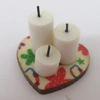 Miniature Candles on a Flower Design Heart Shaped Wooden Stand Dolls House Accessories 1:12 Scale