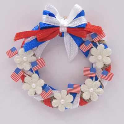 Dolls House Wreath 4th July USA Flag Miniature Door Decoration 1:12 Scale