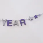 Dolls House Happy New Year Garland Purple and Silver 1:12 Scale Miniature Decoration
