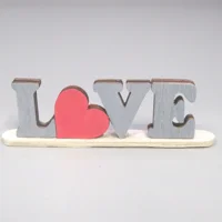 Dolls House Love Word Ornament Hand Painted Red and Grey 1..