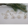 Dolls House Christmas Tree Decorations 12 Silver Colour Mini Baubles & Stars 1:12 Scale
