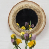 Dolls House Miniature Mirror Set On Wood 1:12 Scale