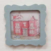 Dolls House Nursery Picture Blue Framed Miniature 1:12 Scale Wall Decor