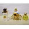 Dolls House Perfume Bottles on a Gold Coloured Tray Sunflower Theme Bedroom Miniature 1:12 Scale