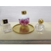 Dolls House Perfume Bottles and Gold Coloured Tray Bedroom Dressing Table Miniature 1:12th Scale