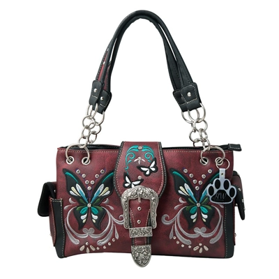 Western Butterfly Handbag Buckle Concealed Carry Purse Bag