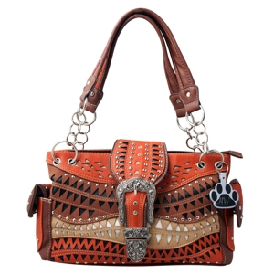 Western Handbag Floral Buckl..