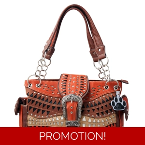 Western Handbag Floral Buckl..