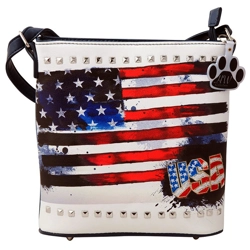 USA Embroidered American Flag Purse Stars Stripes Conceale..